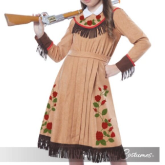 Western Annie Oakley Cowgirl Fringed Floral Halloween costume Dress child large - Picture 1 of 5